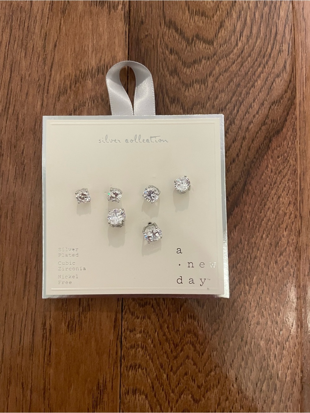 a new day Silver Cubic Zirconia Stud Earring Set - Clear Crystal